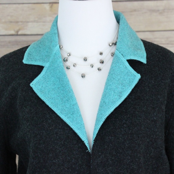 CATHERINE STEWART Gray & Turquoise Wool Jacket - Picture 2 of 8